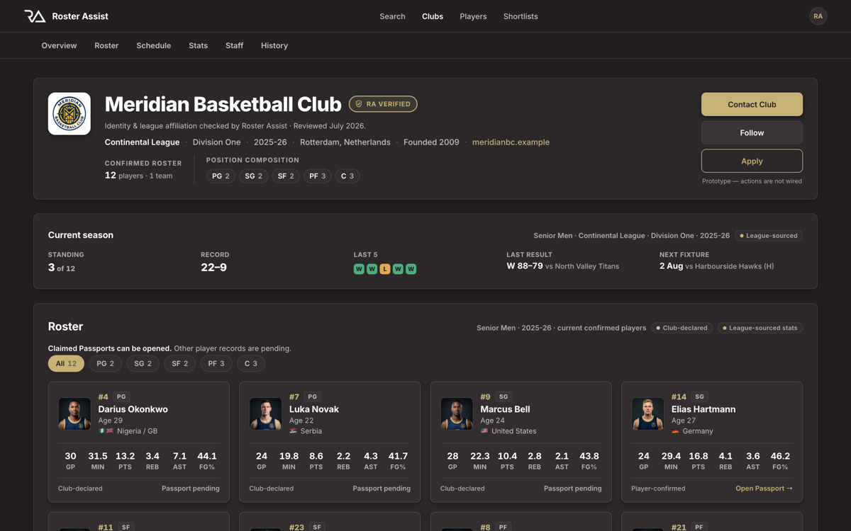Club Profile preview
