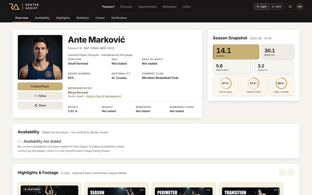 Player Passport — Ante Marković preview