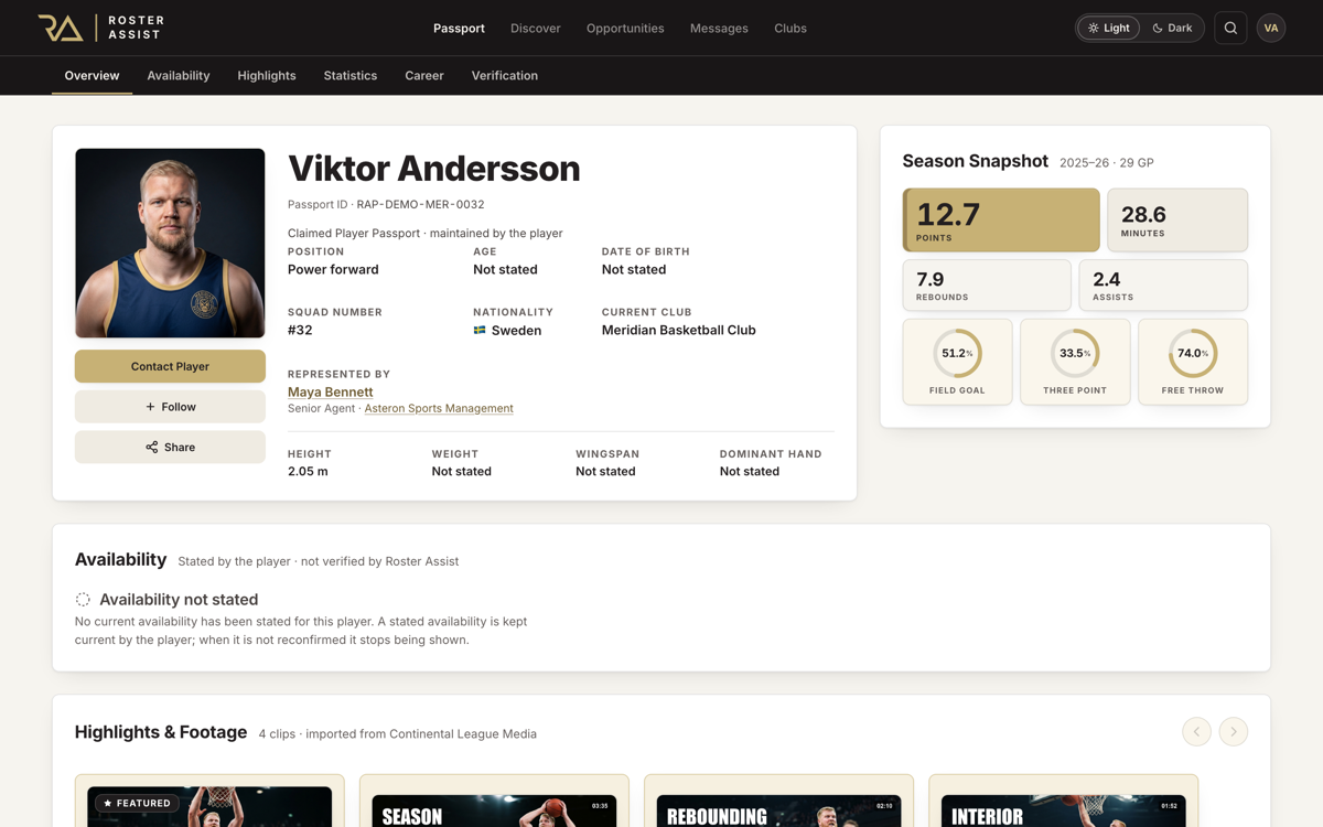 Player Passport — Viktor Andersson preview