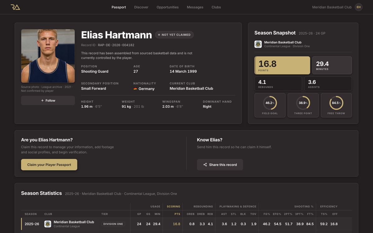 Player Record — Unclaimed preview