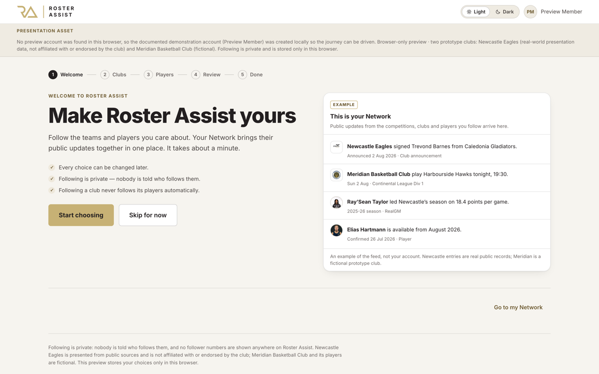 Account Welcome preview
